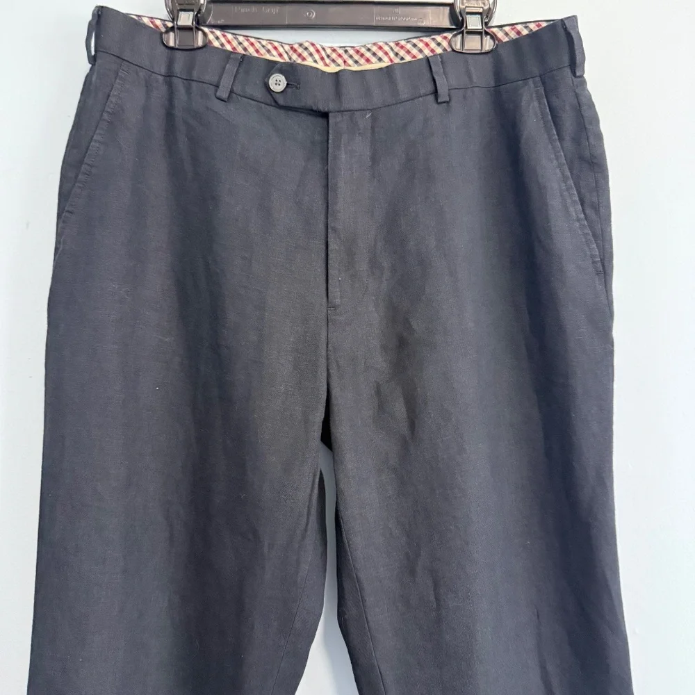 Brooks Brothers‎ Fitzgerald Men’s 100% Linen Navy Pants Size 43L/W37